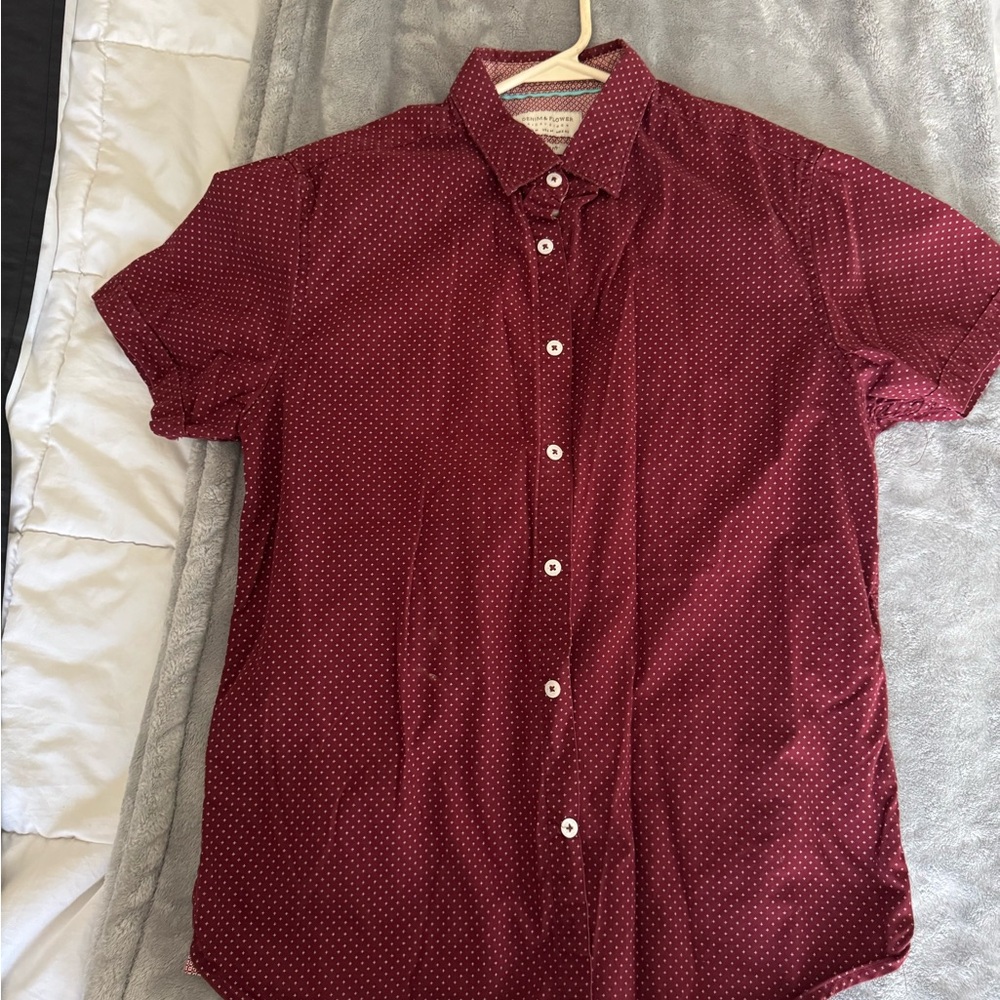 Denim & Flower Maroon Button Down Shirt